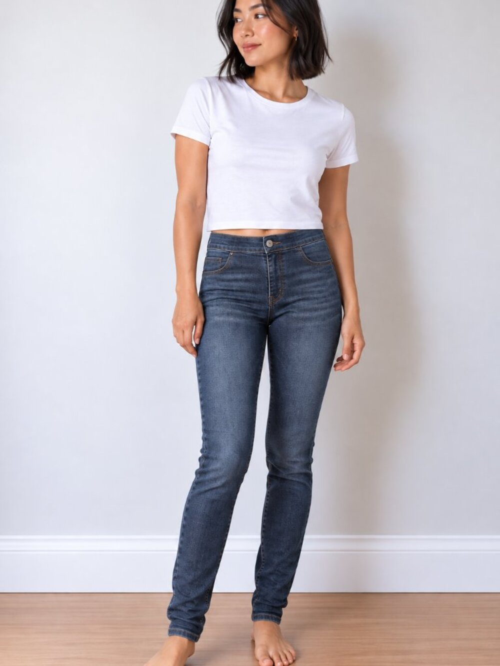 SPANX Ankle Skinny Jeans Tall Small Blue Stretch Denim 30" Inseam